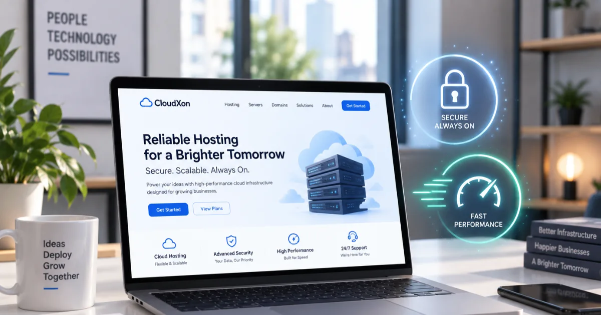 CloudXon hosting plans on a laptop screen